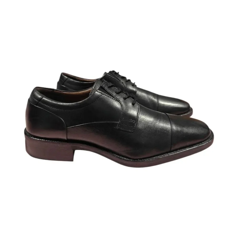 JOHNSTON & MURPHY Lancaster Black Leather Cap Toe Oxford Size 8.5M